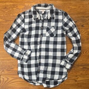 Cat & Jack Black and White Checkered Button-Down Shirt